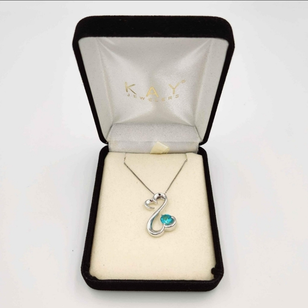 Open Hearts Collection by Jane Seymore Topaz and Sterling Silver Pendant - Picture 2 of 3